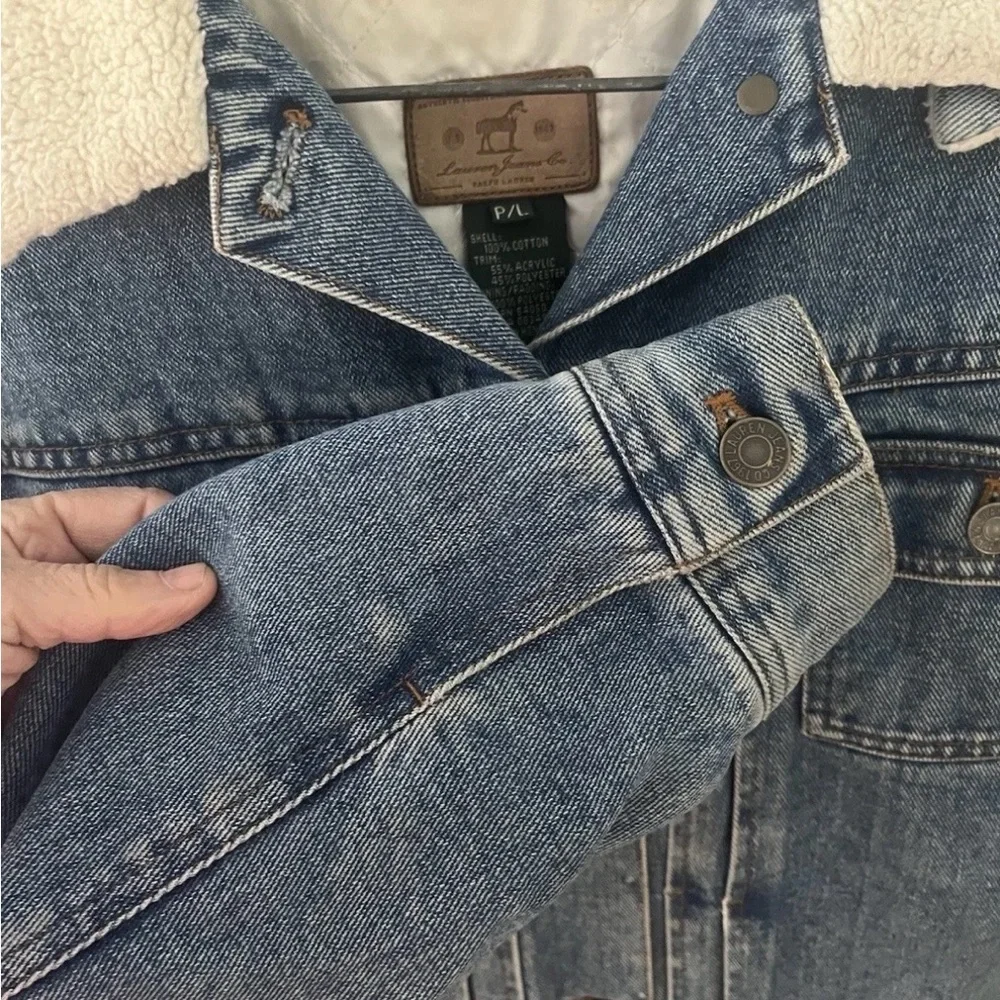 Vintage Ralph Lauren Denim Trucker Jacket Lined Sherpa Women's Large Petite - Picture 6 of 6